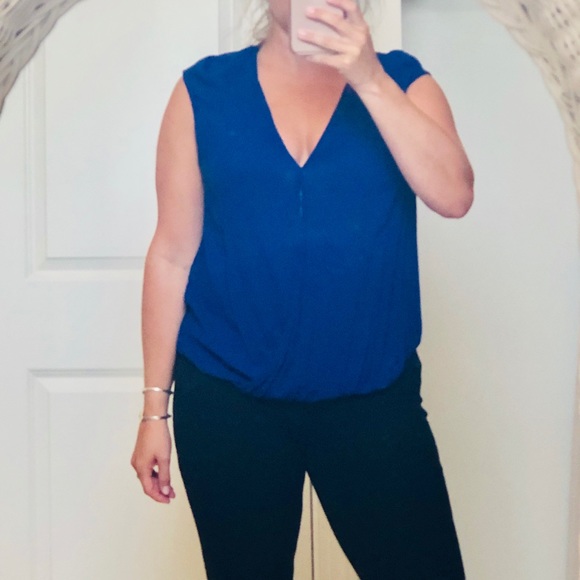 Ella Moss Royal Blue Wrap Blouse with Open Back - Picture 2 of 6